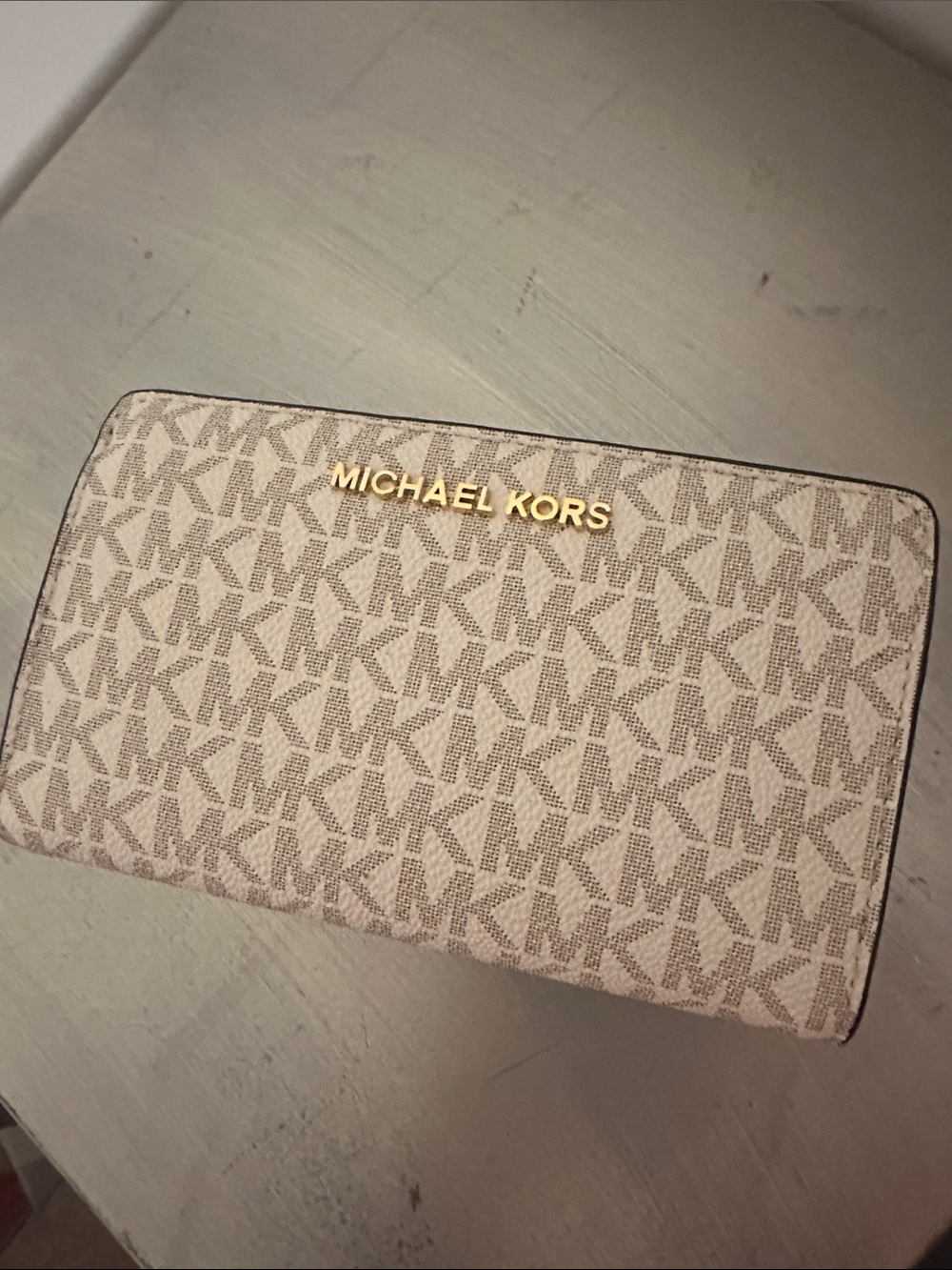 Michael Kors Jet Set Camel/Tan Leather Card Wallet with Gold Hardware